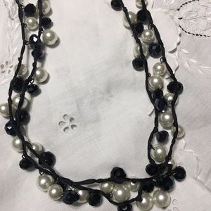 Black and white pearl beaded necklace.